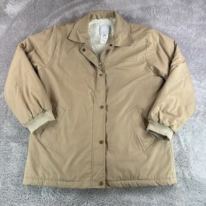 Vintage Blair Sherpa Lined Jacket Men's Medium Tan Snap Front Work Coat Warm